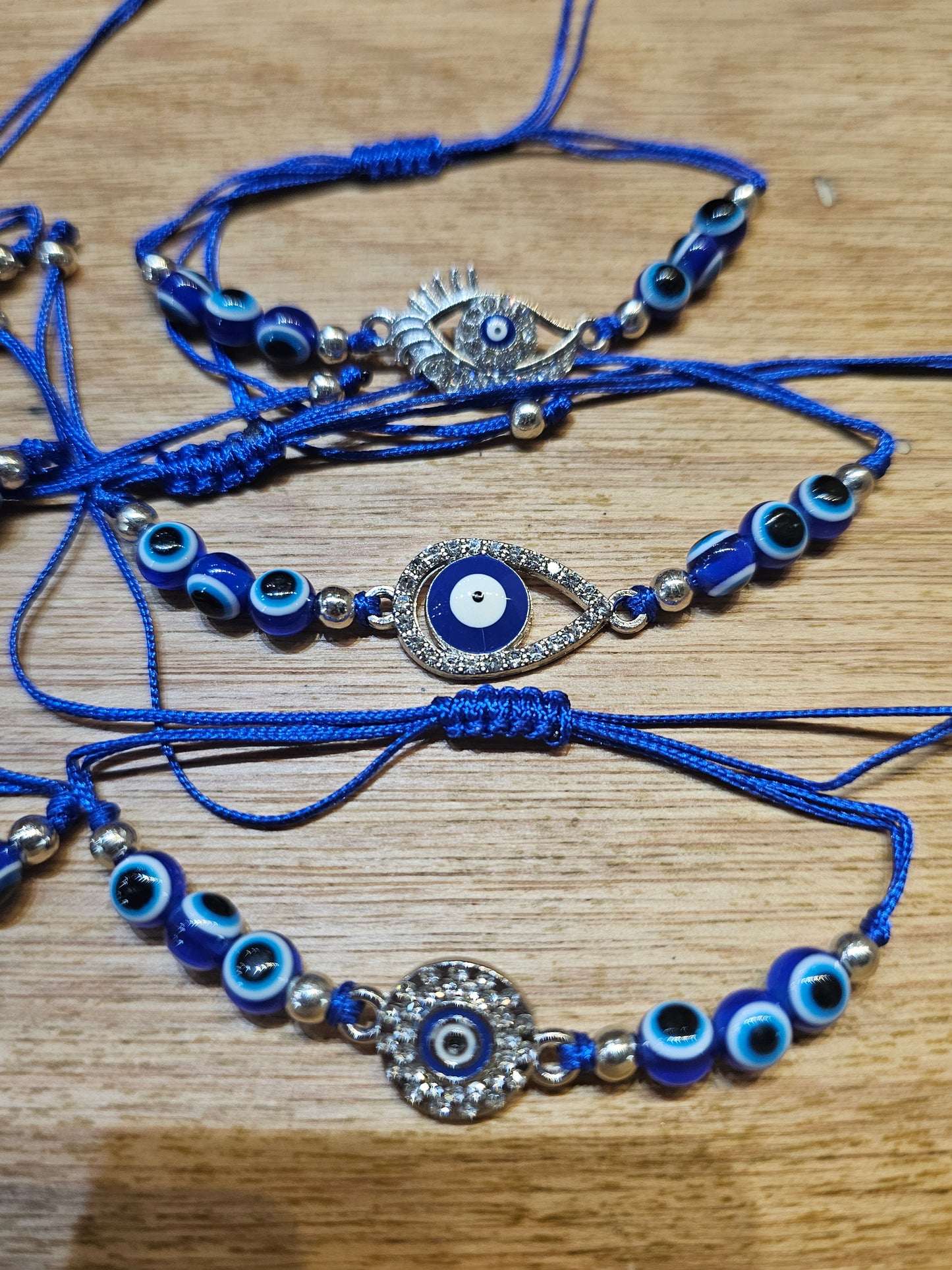 Evil Eye Wax Bracelet - Blue/Silver Assorted