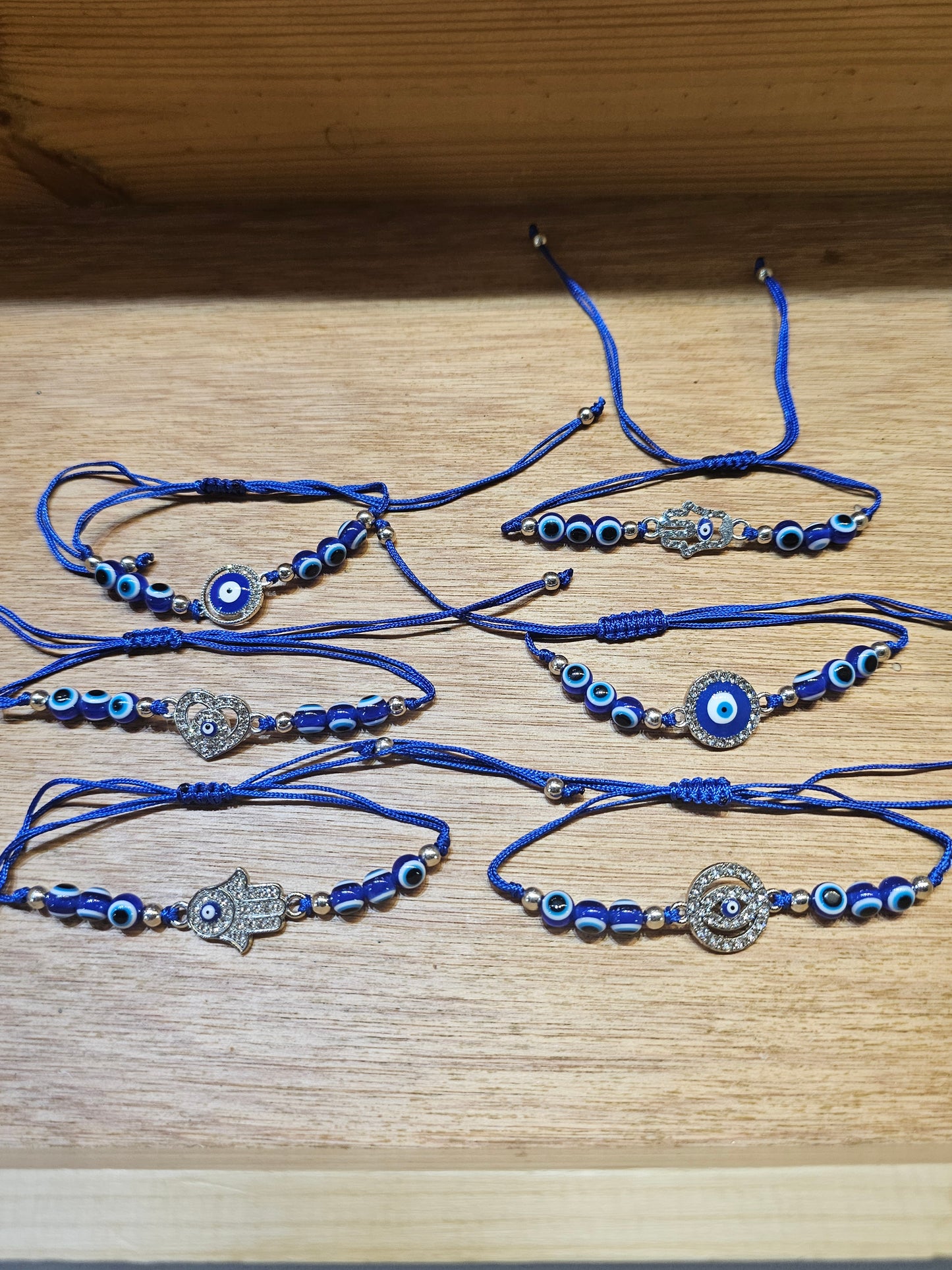 Evil Eye Wax Bracelet - Blue/Silver Assorted