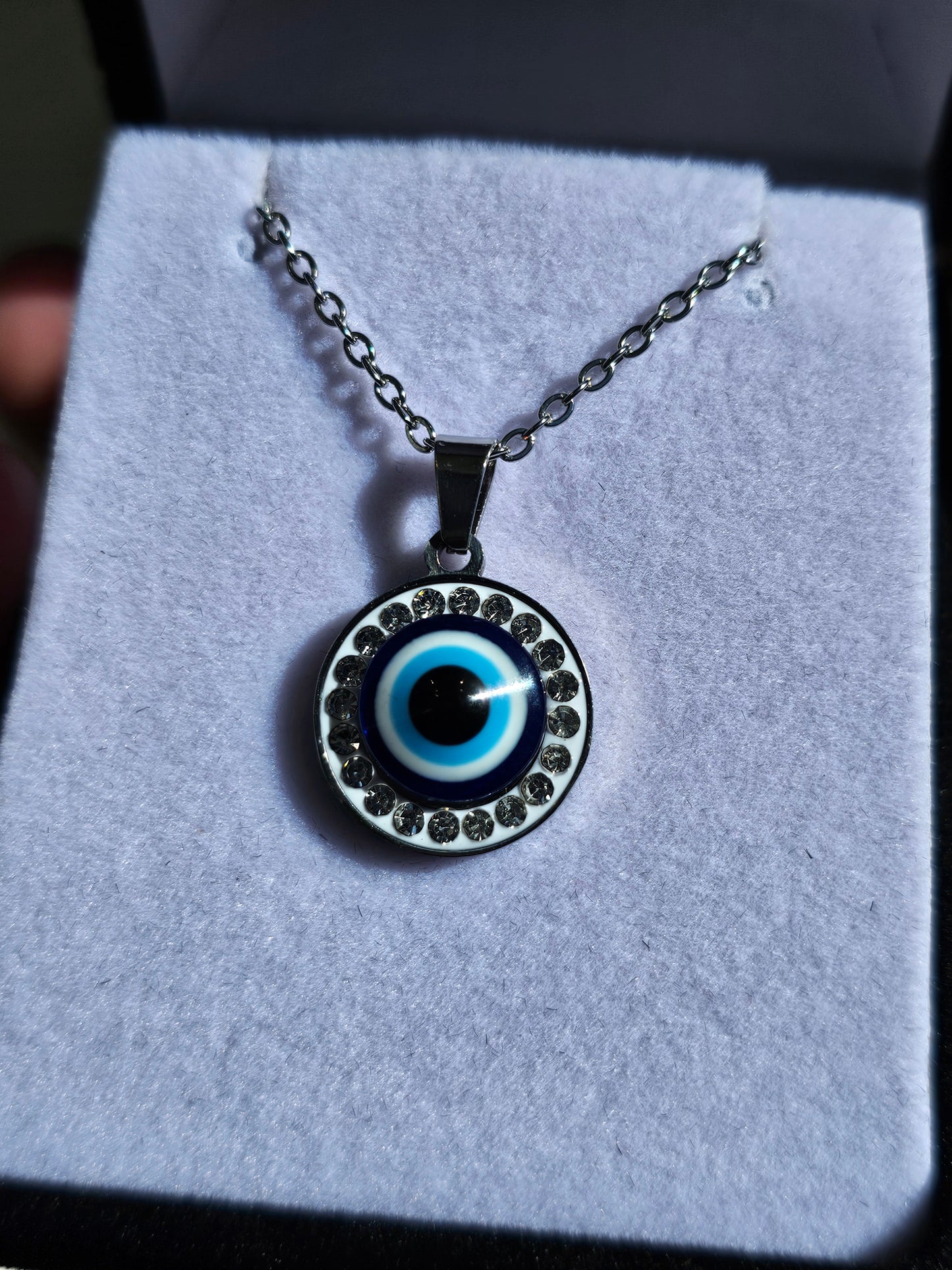 Evil Eye Pendant - Silver Diamante