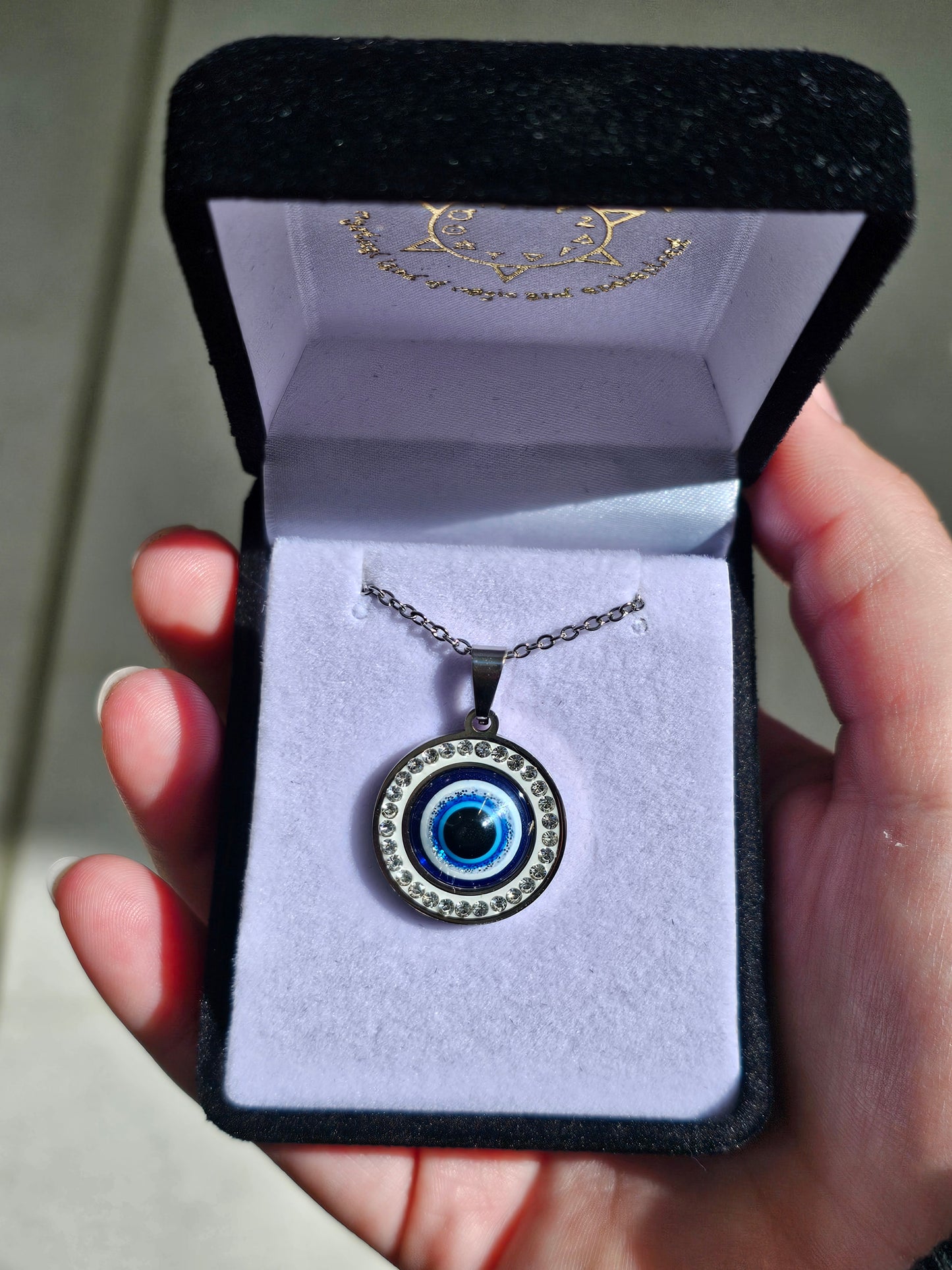 Evil Eye Pendant - Silver Diamante