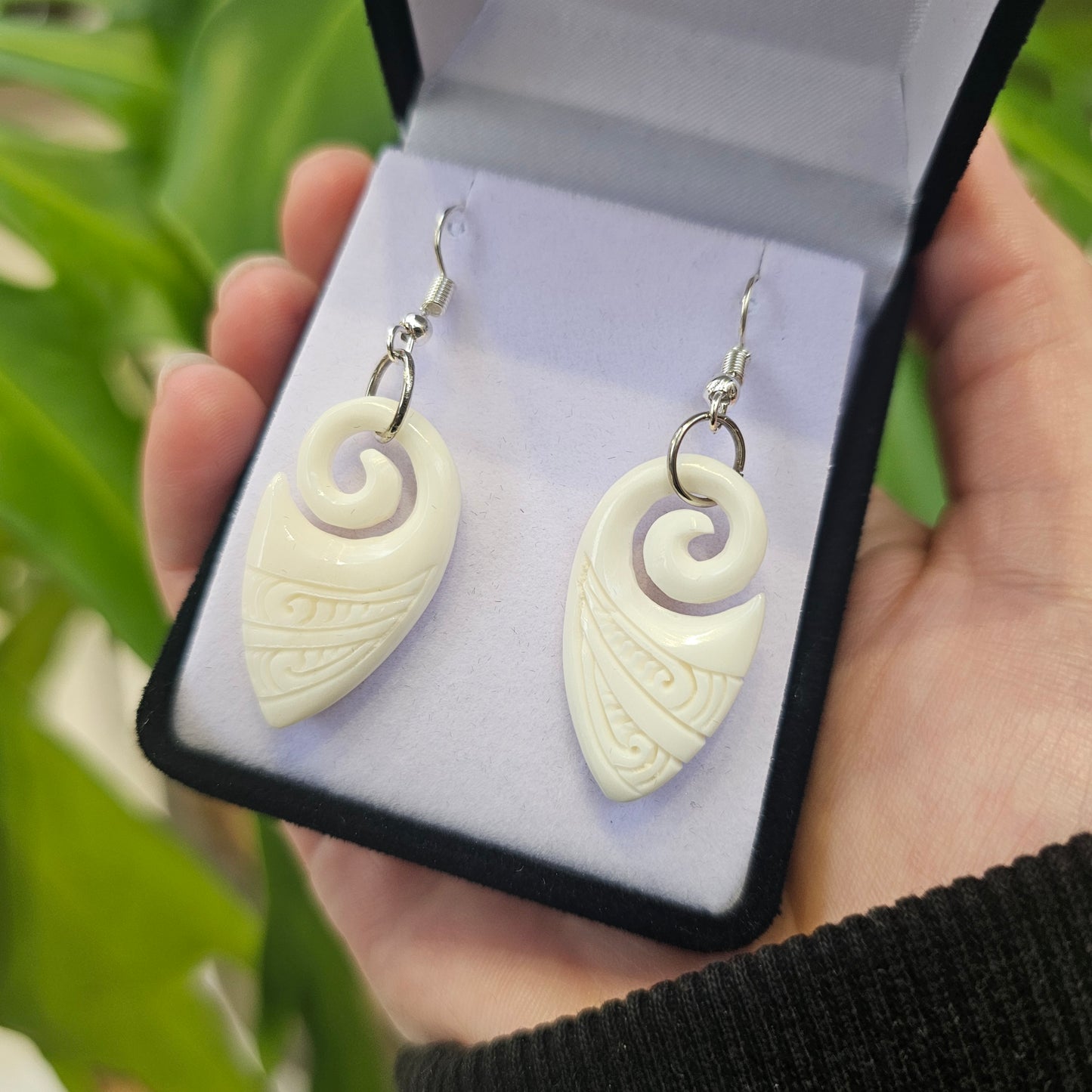 Koru with Indentation Bone Earrings