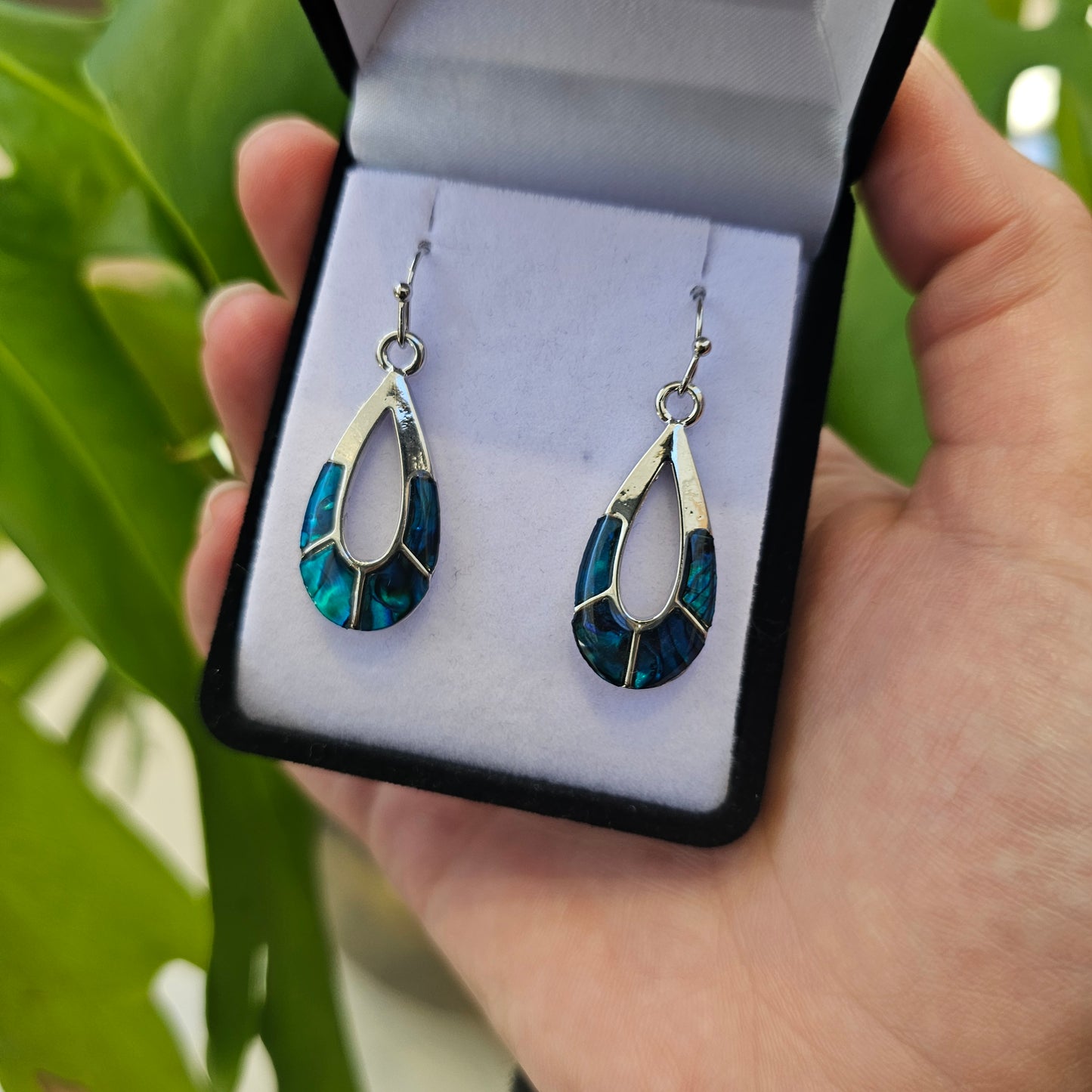 Paua Earrings - Open Teardrop