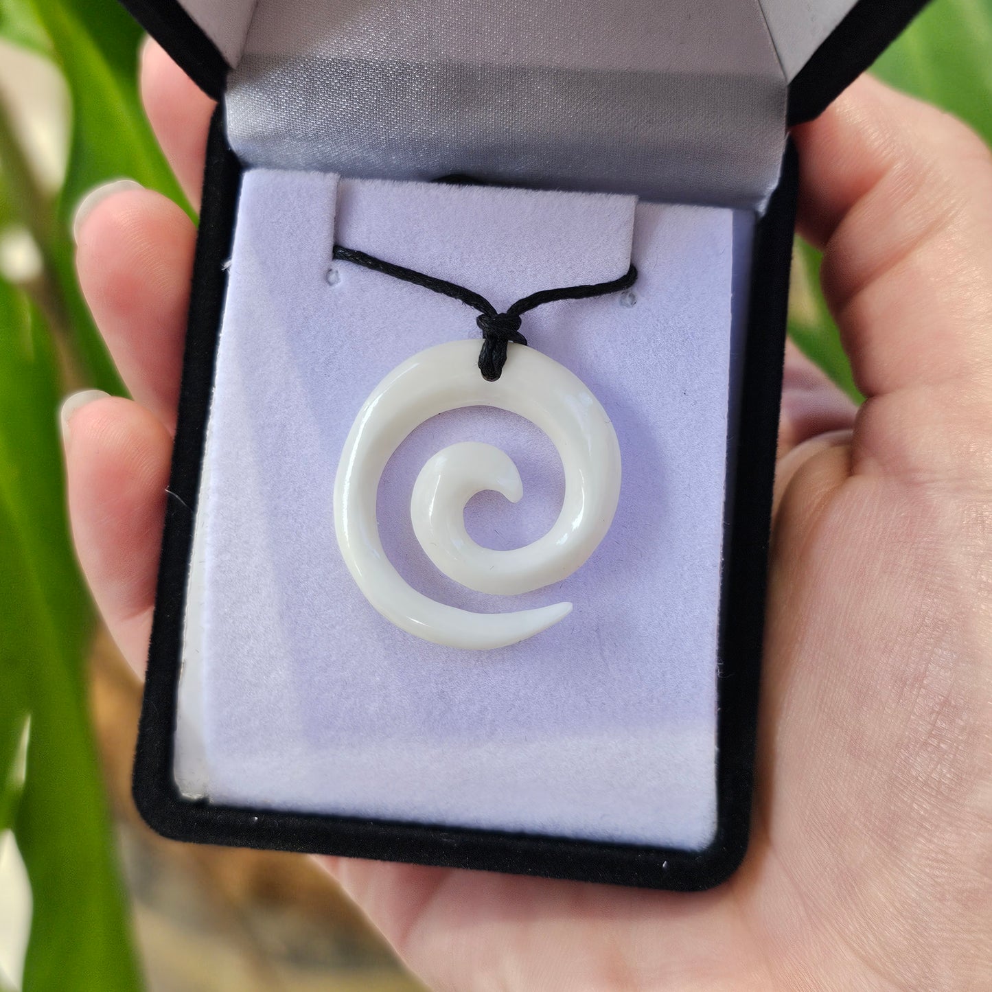 Handcarved Bone Pendant - Koru