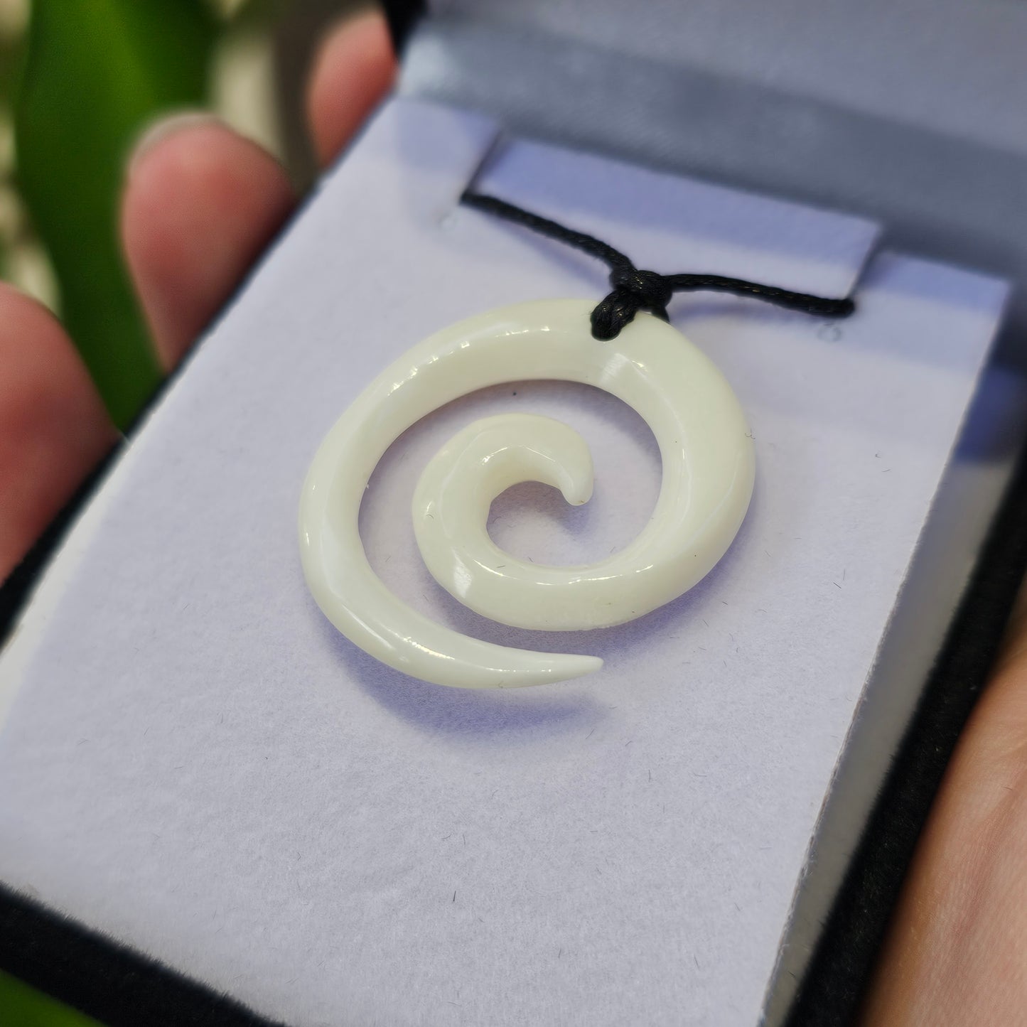 Handcarved Bone Pendant - Koru