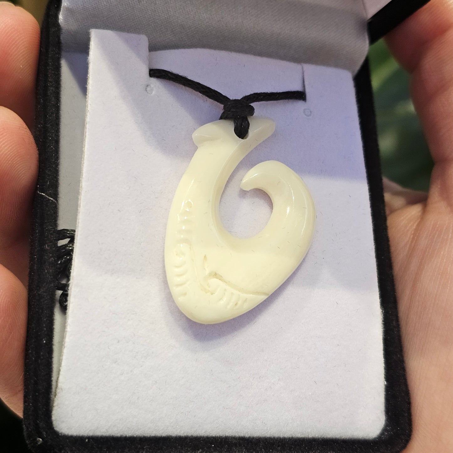 Handcarved Bone Pendant - Hei Matau (Hook)