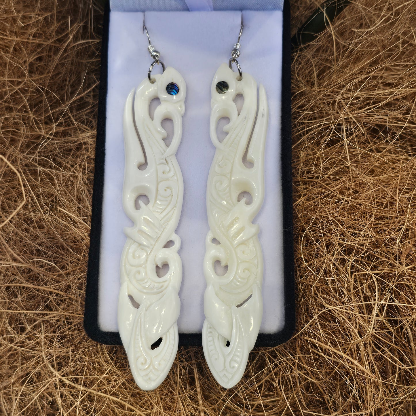 Manaia Long Bone Earrings