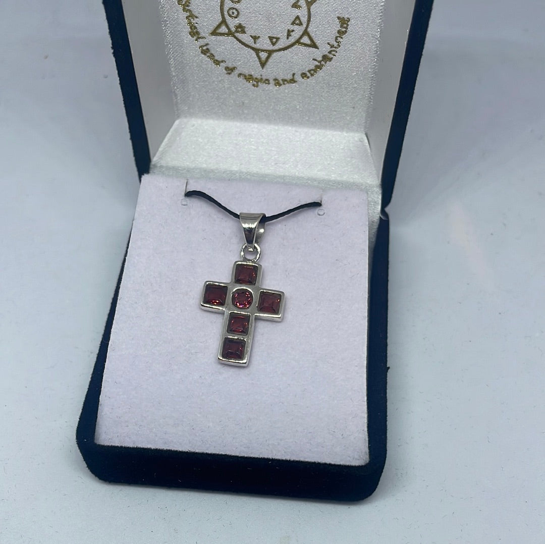 Garnet Cross Pendant - Rivendell Shop