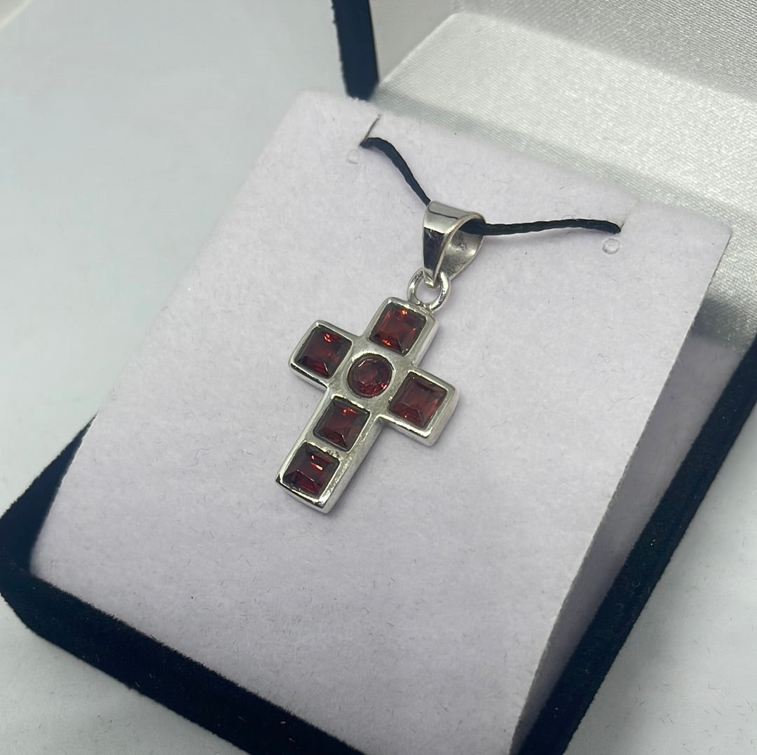 Garnet Cross Pendant - Rivendell Shop