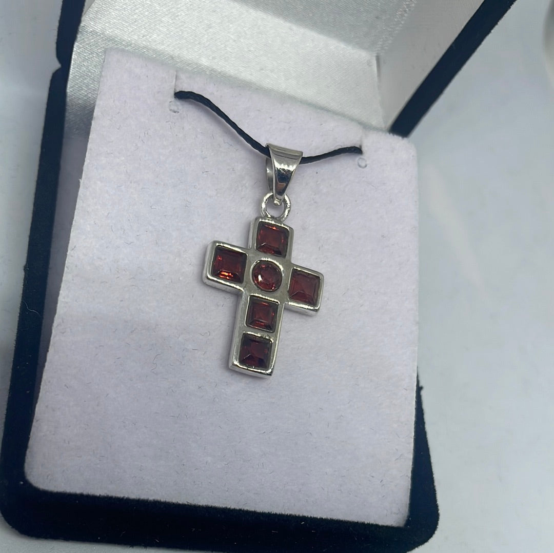 Garnet Cross Pendant - Rivendell Shop