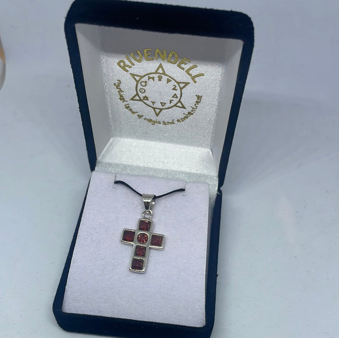 Garnet Cross Pendant - Rivendell Shop