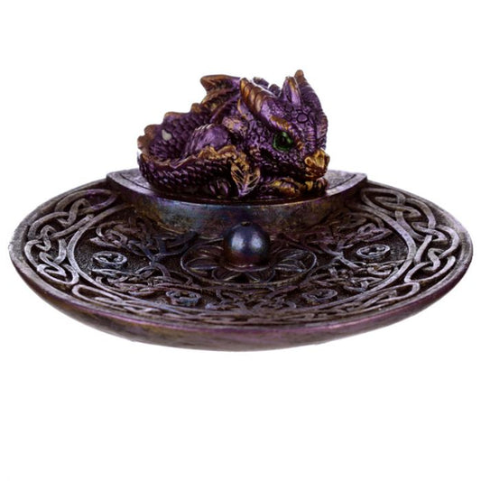 Elements Baby Dragon Celtic Ashcatcher Incense Stick Burner Dish - Rivendell Shop