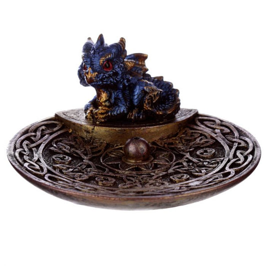 Elements Baby Dragon Celtic Ashcatcher Incense Stick Burner Dish - Rivendell Shop