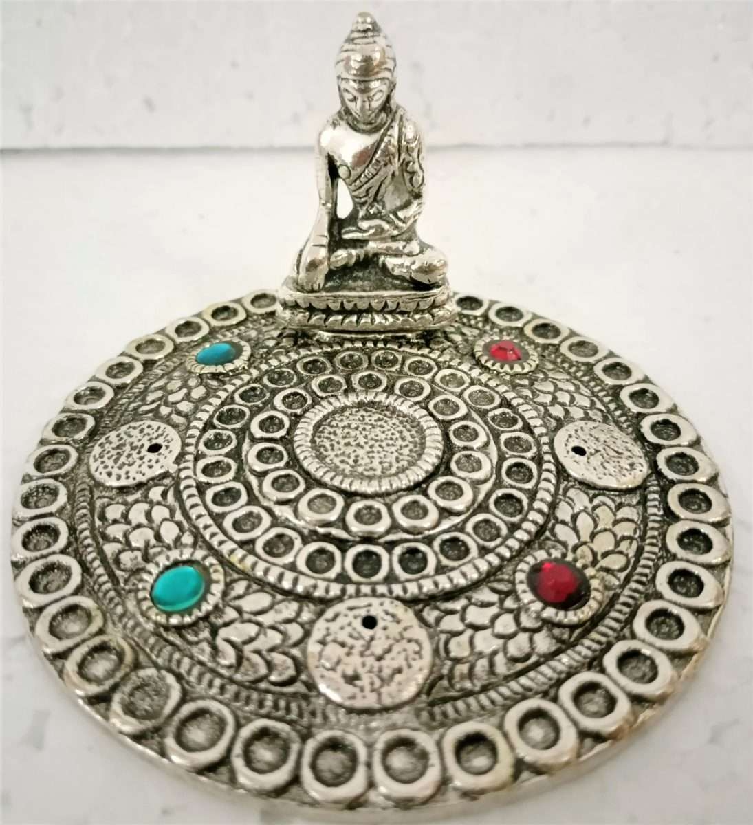 Metal Round Buddha Incense Holder