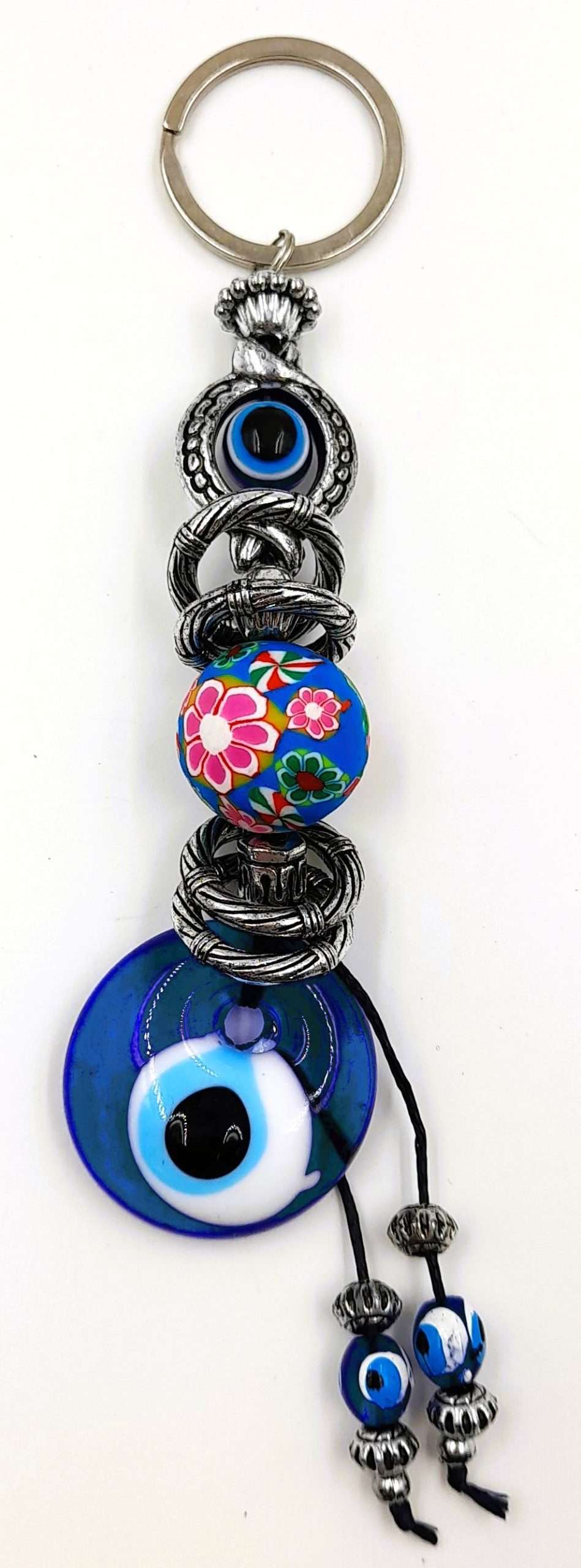 Turkish Glass Evil Eye Keyring - Rivendell Shop