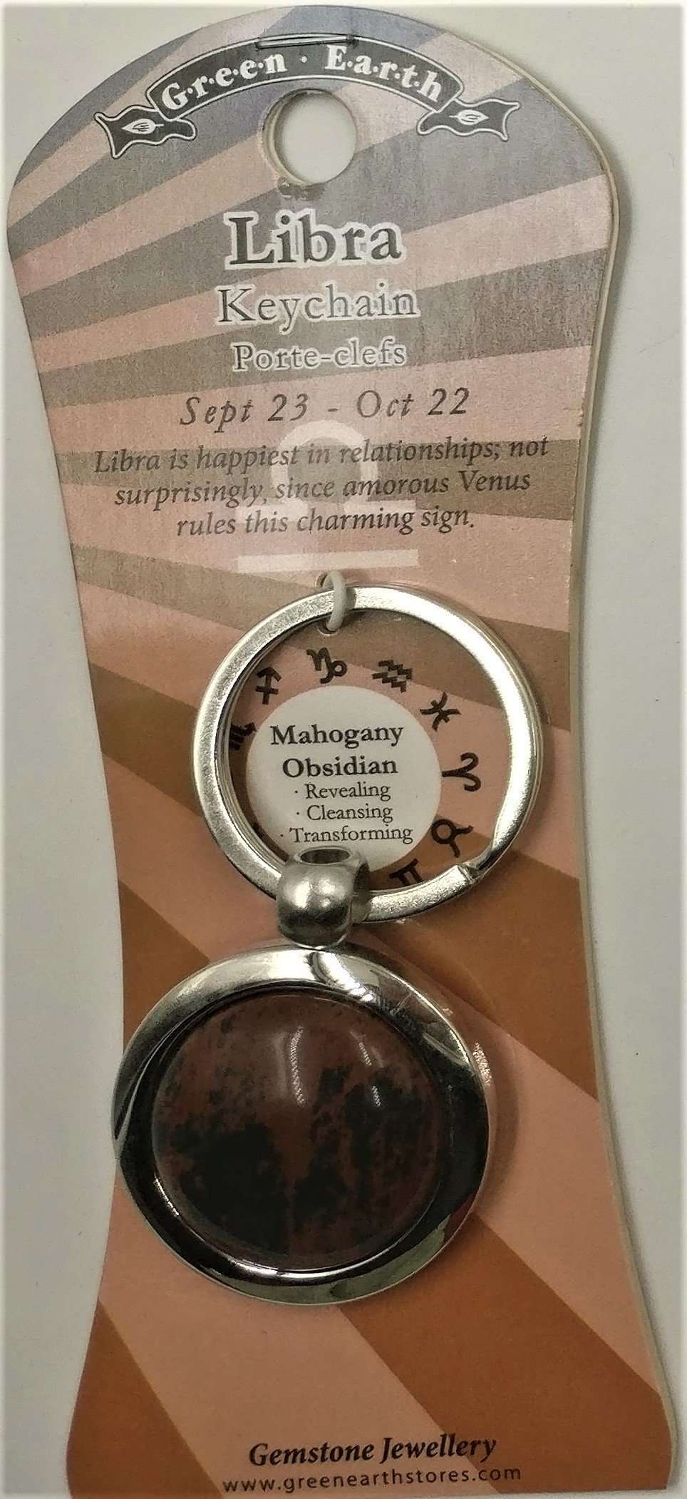 Mahogany obsidian zodiac keychain - Rivendell Shop