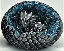 Silver Dragon in blue egg with LED