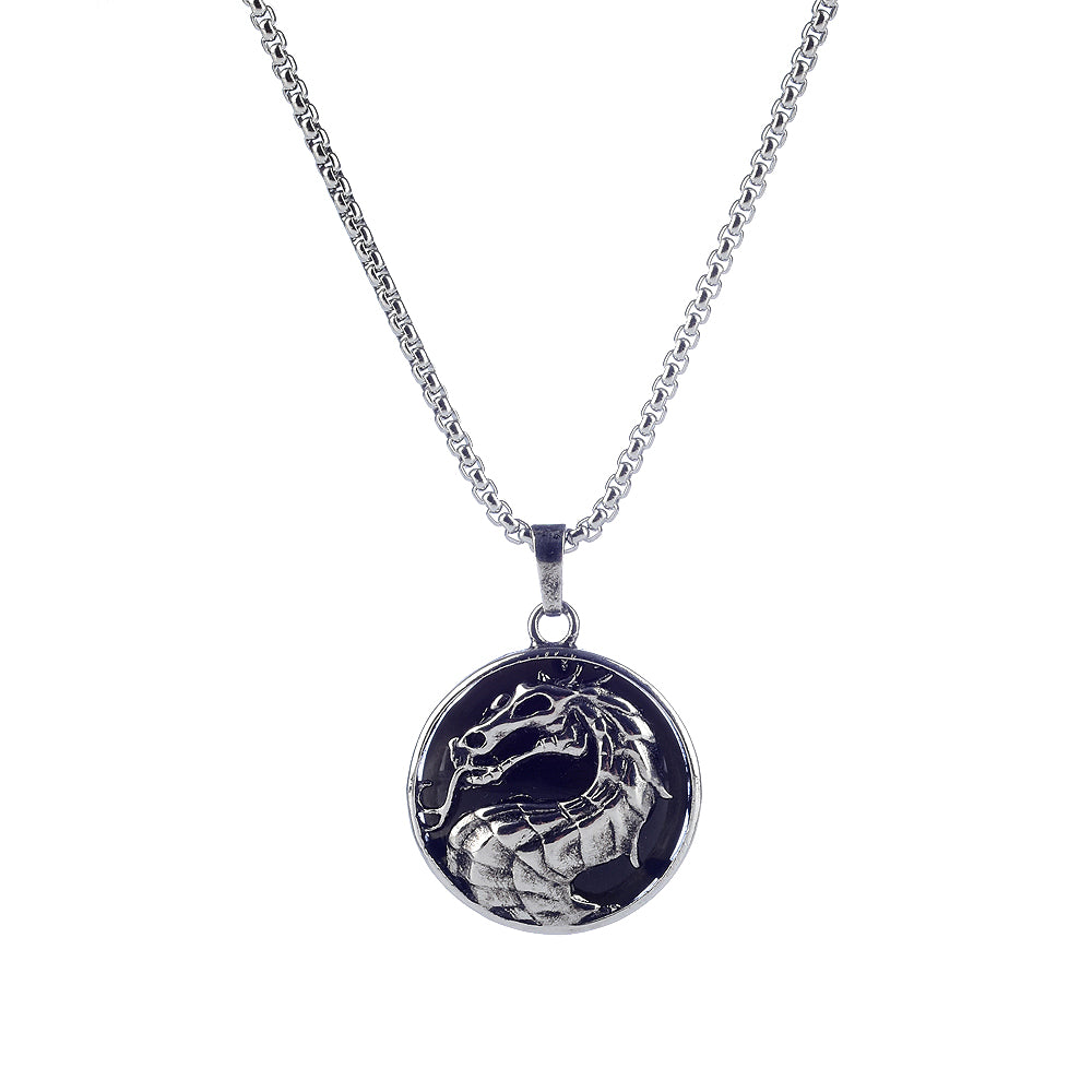 Circular Obsidian Dragon Pendant - Rivendell Shop