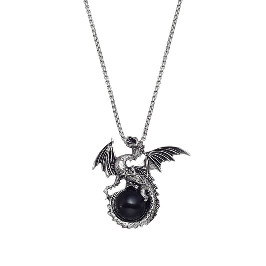 Dragon Pendant with Black Obsidian Ball - Rivendell Shop