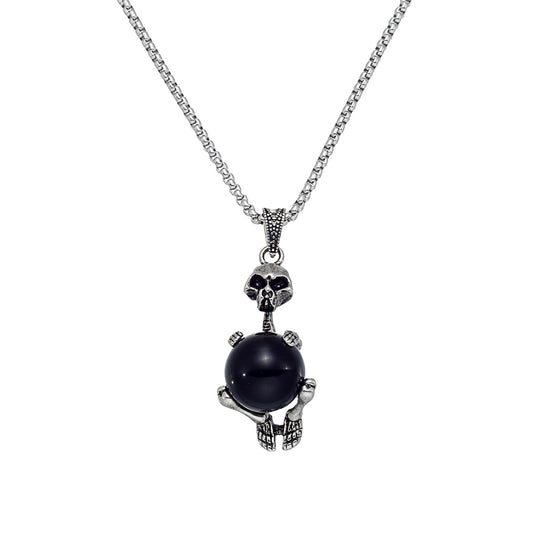 Black Obsidian Skeleton Pendant - Rivendell Shop