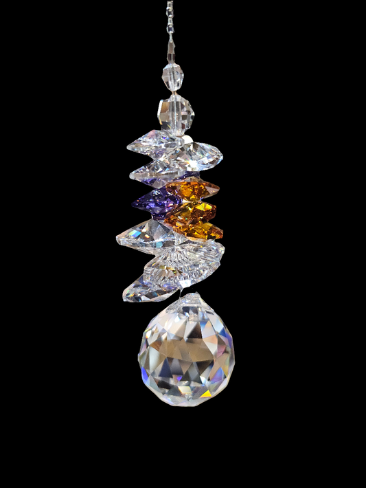 Clarus Sphere Crystal Hanging - Violet & Topaz