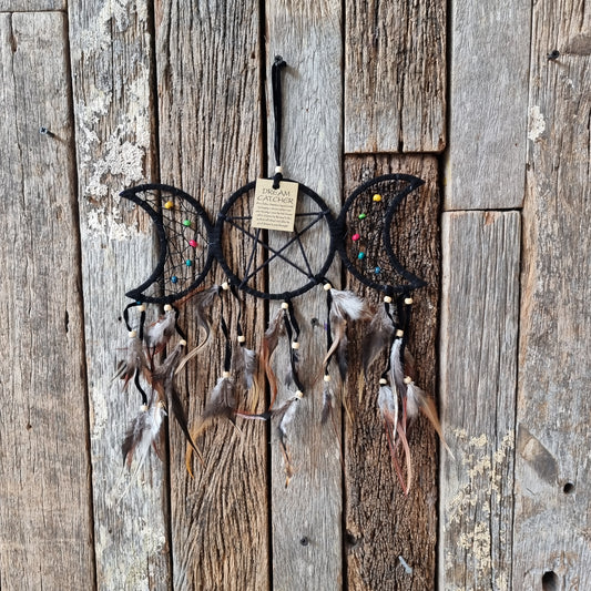 Black triple moon dreamcatcher - Rivendell Shop