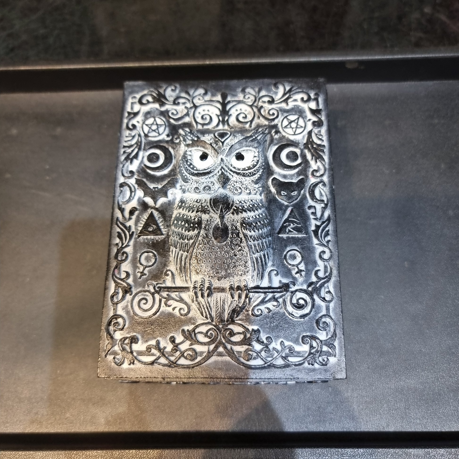 Owl trinket box black - Rivendell Shop