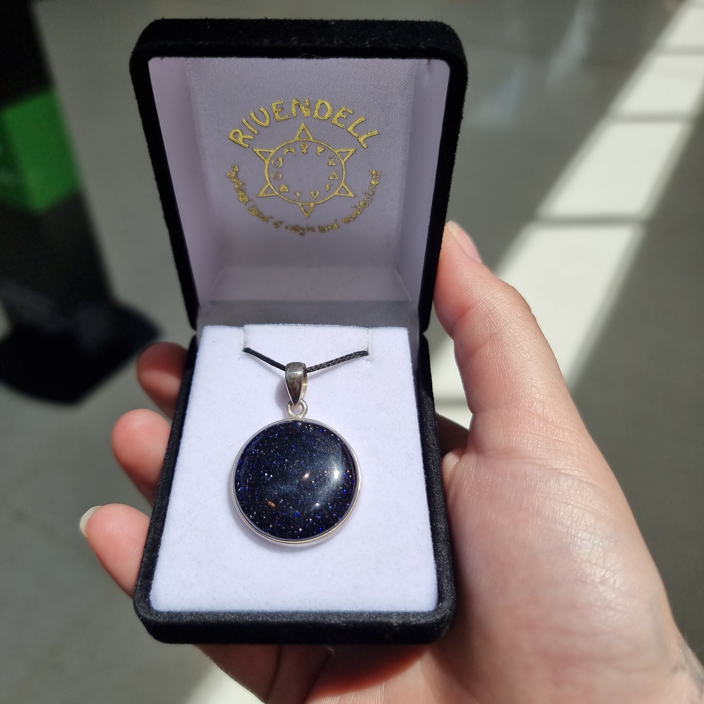 Blue goldstone pendant - Rivendell Shop