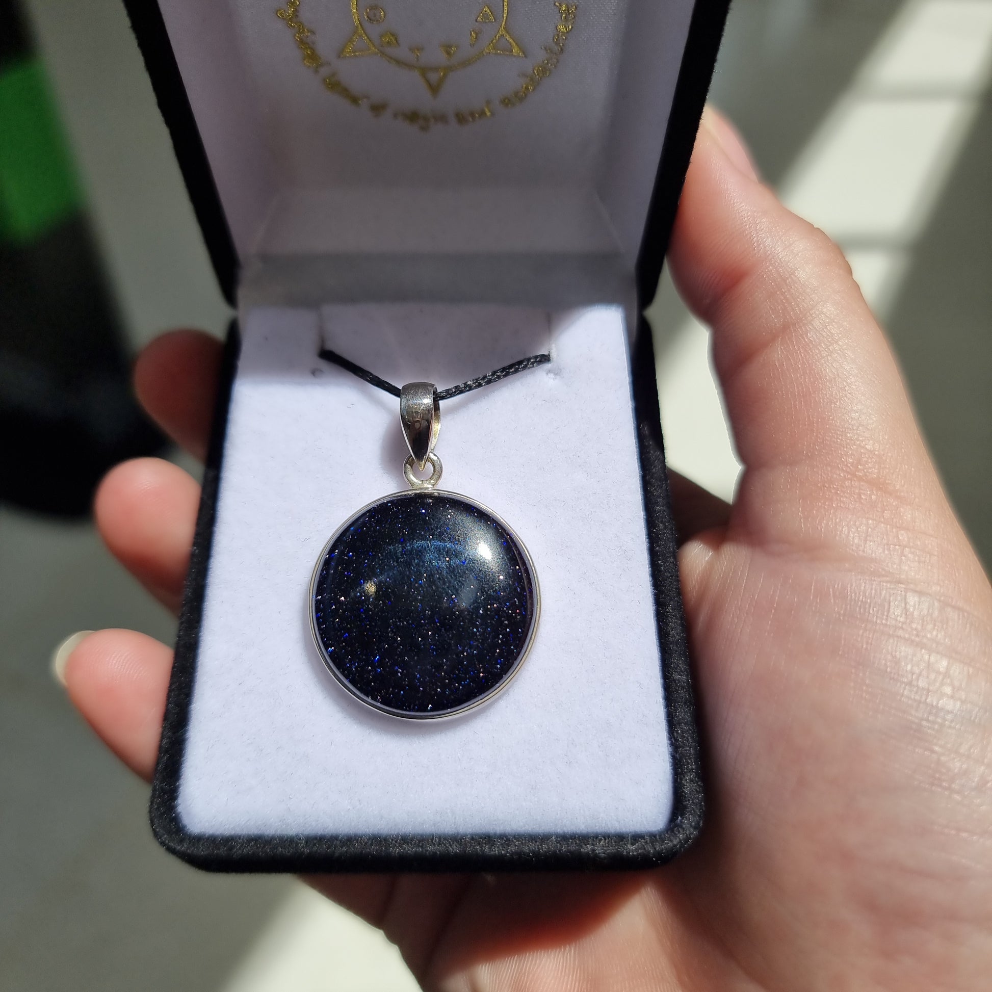 Blue goldstone pendant - Rivendell Shop