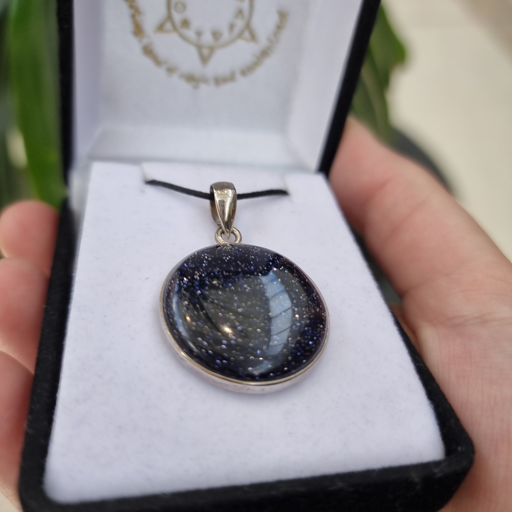 Blue goldstone pendant - Rivendell Shop