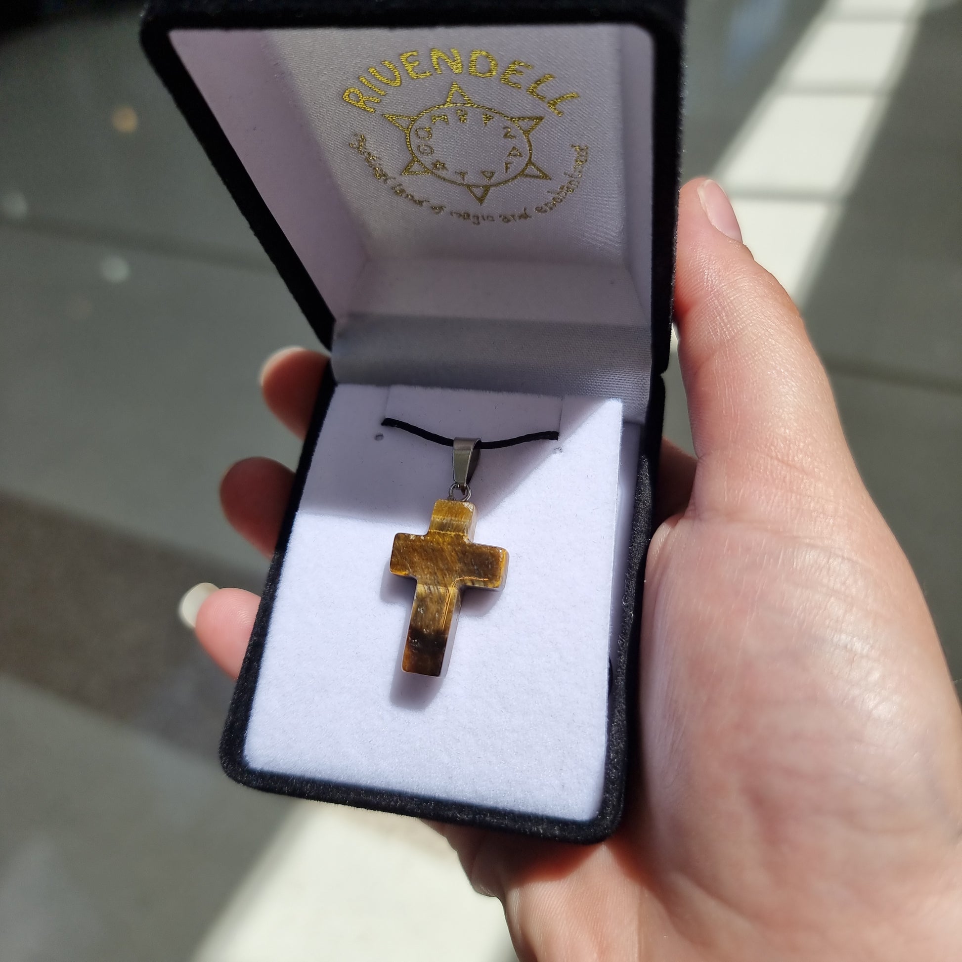 Tigers eye cross pendant - Rivendell Shop