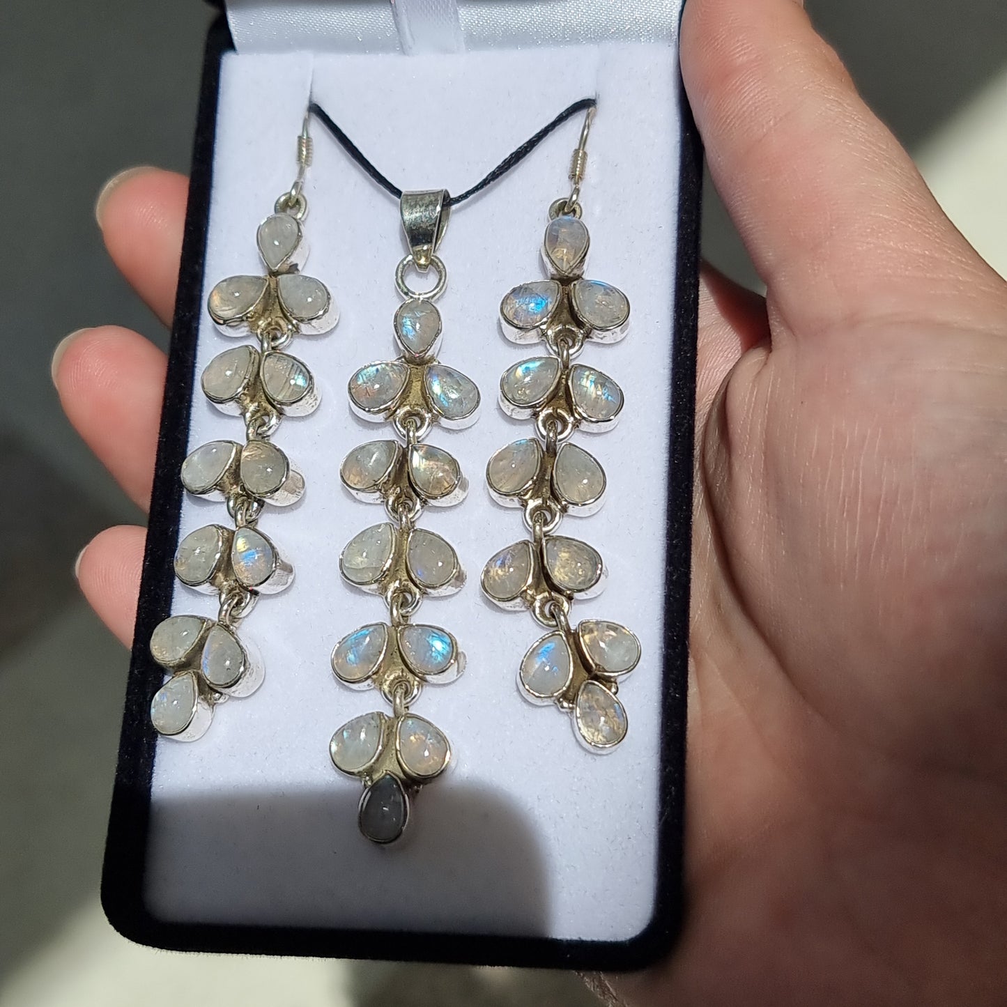 Moonstone pendant & earrings set - Rivendell Shop