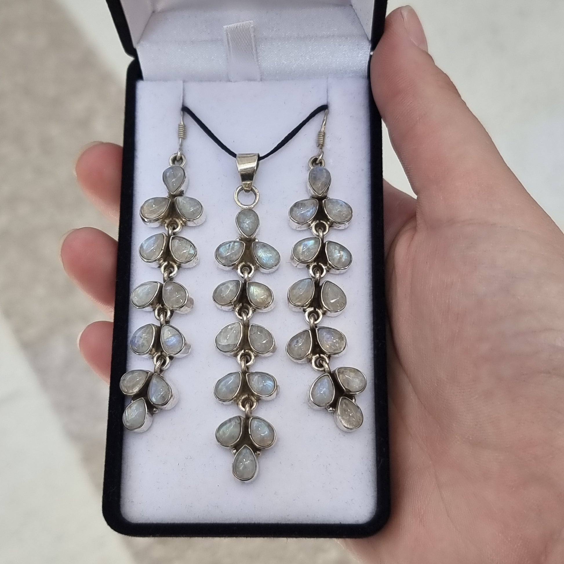 Moonstone pendant & earrings set - Rivendell Shop