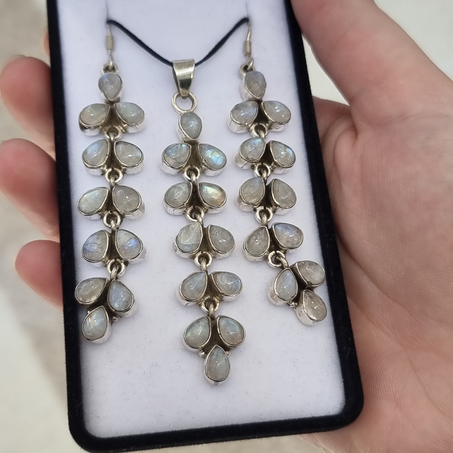 Moonstone pendant & earrings set - Rivendell Shop