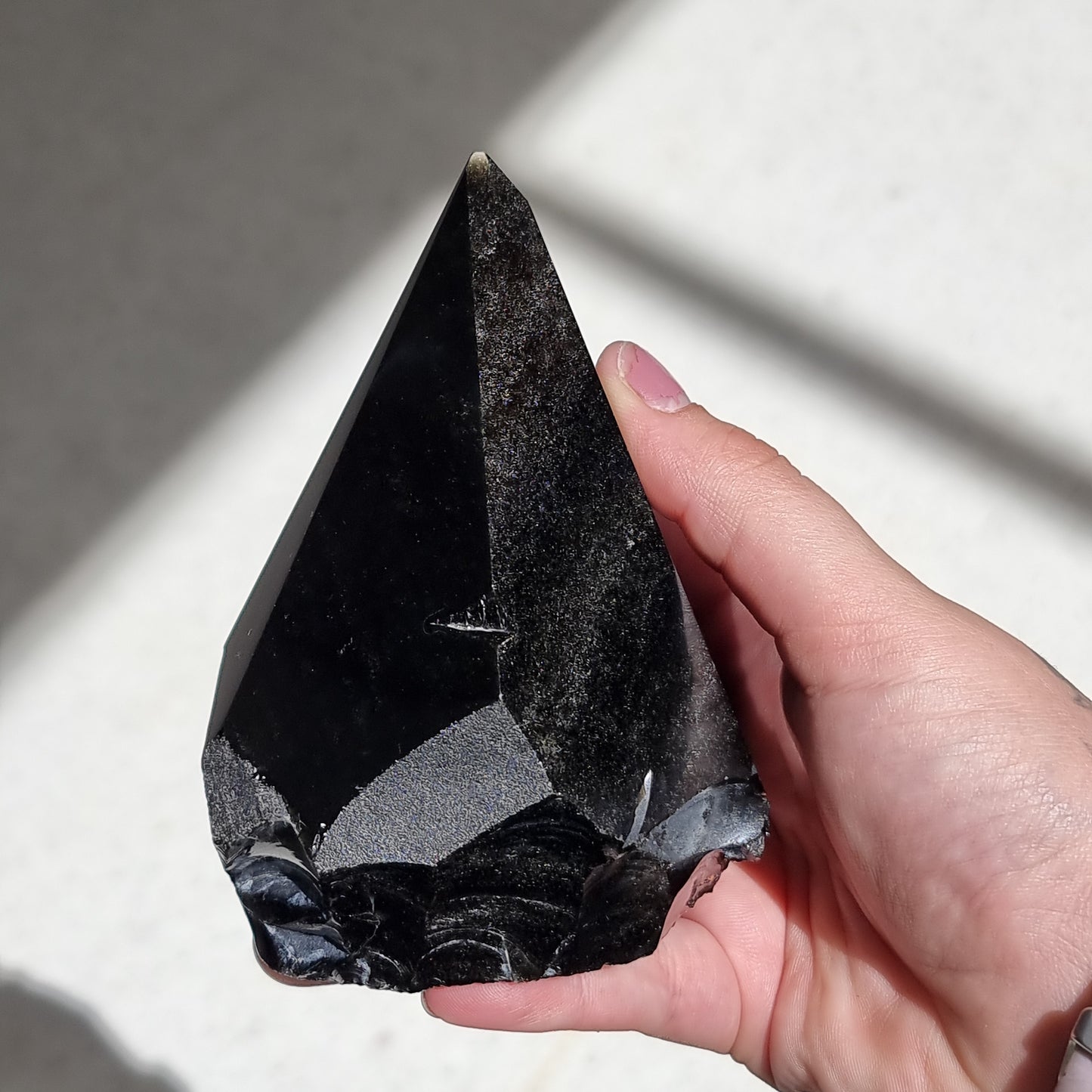 Black obsidian semi polished point - Rivendell Shop