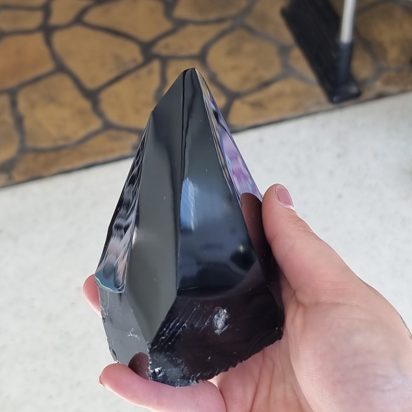 Black obsidian semi polished point - Rivendell Shop