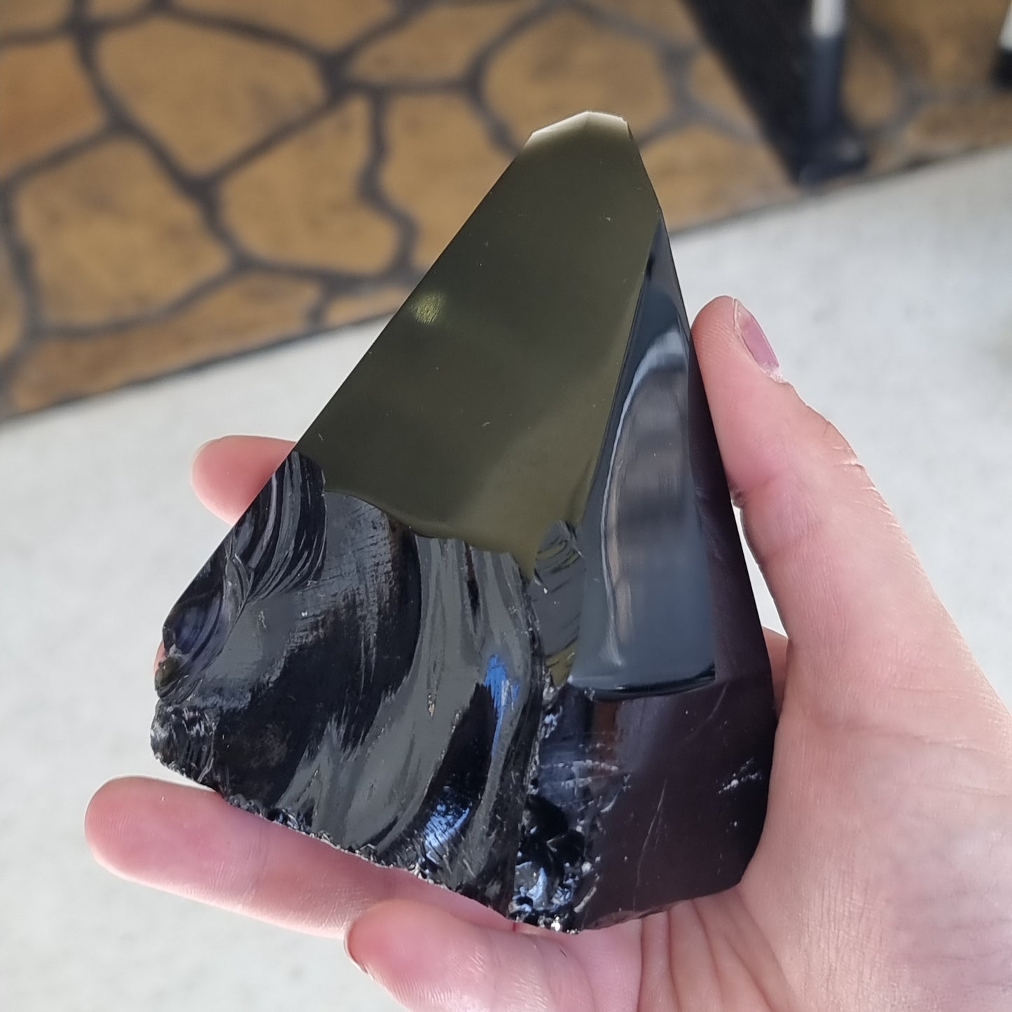 Black obsidian semi polished point - Rivendell Shop