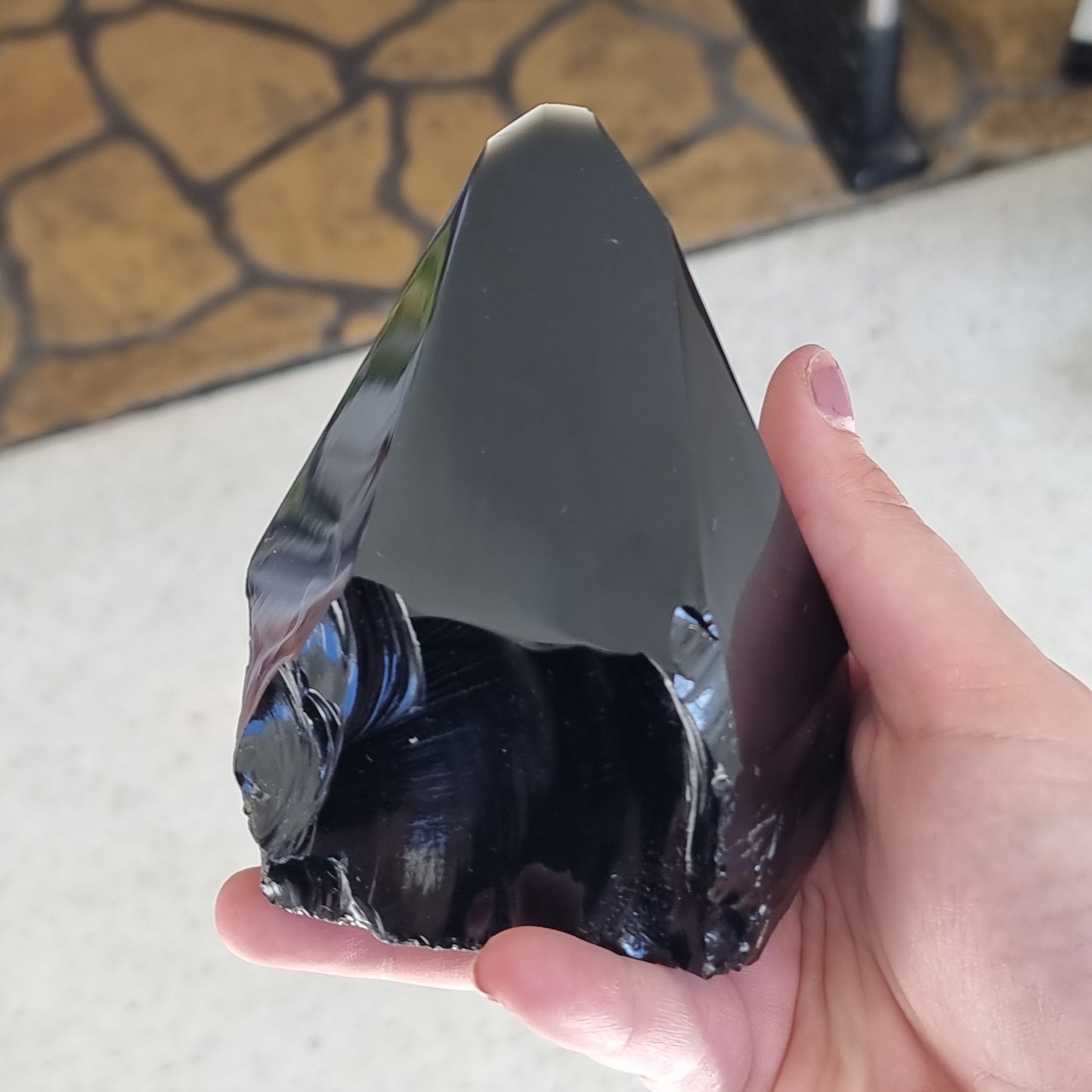 Black obsidian semi polished point - Rivendell Shop