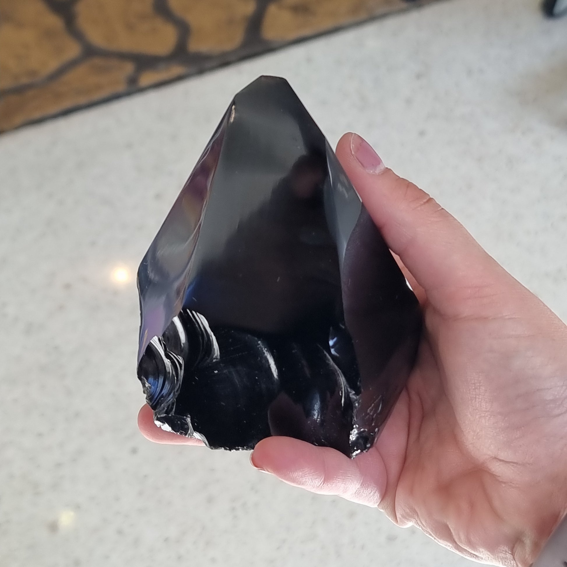 Black obsidian semi polished point - Rivendell Shop