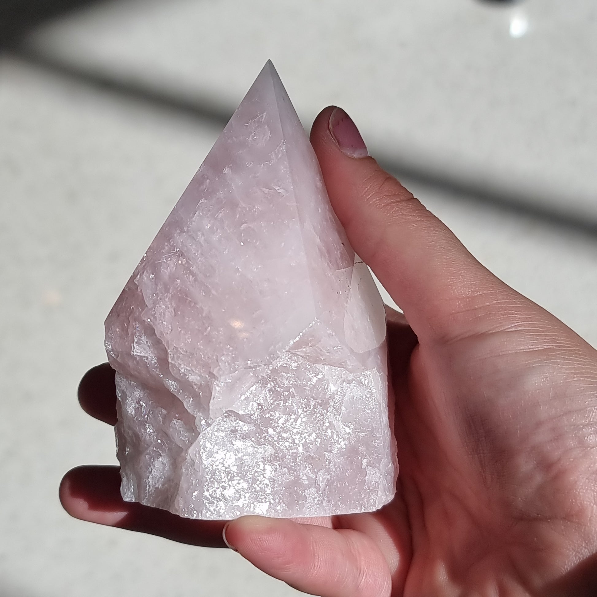 Rose quartz semi polished point - Rivendell Shop