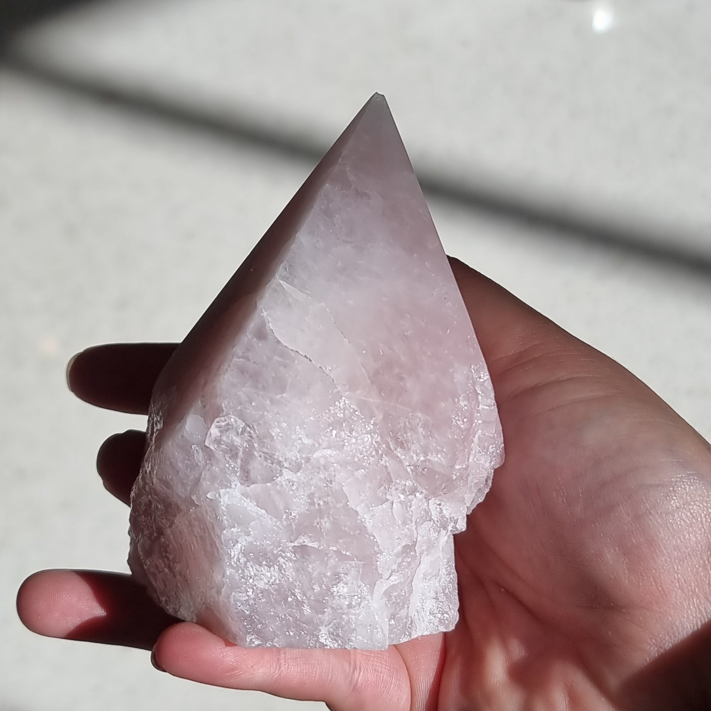 Rose quartz semi polished point - Rivendell Shop