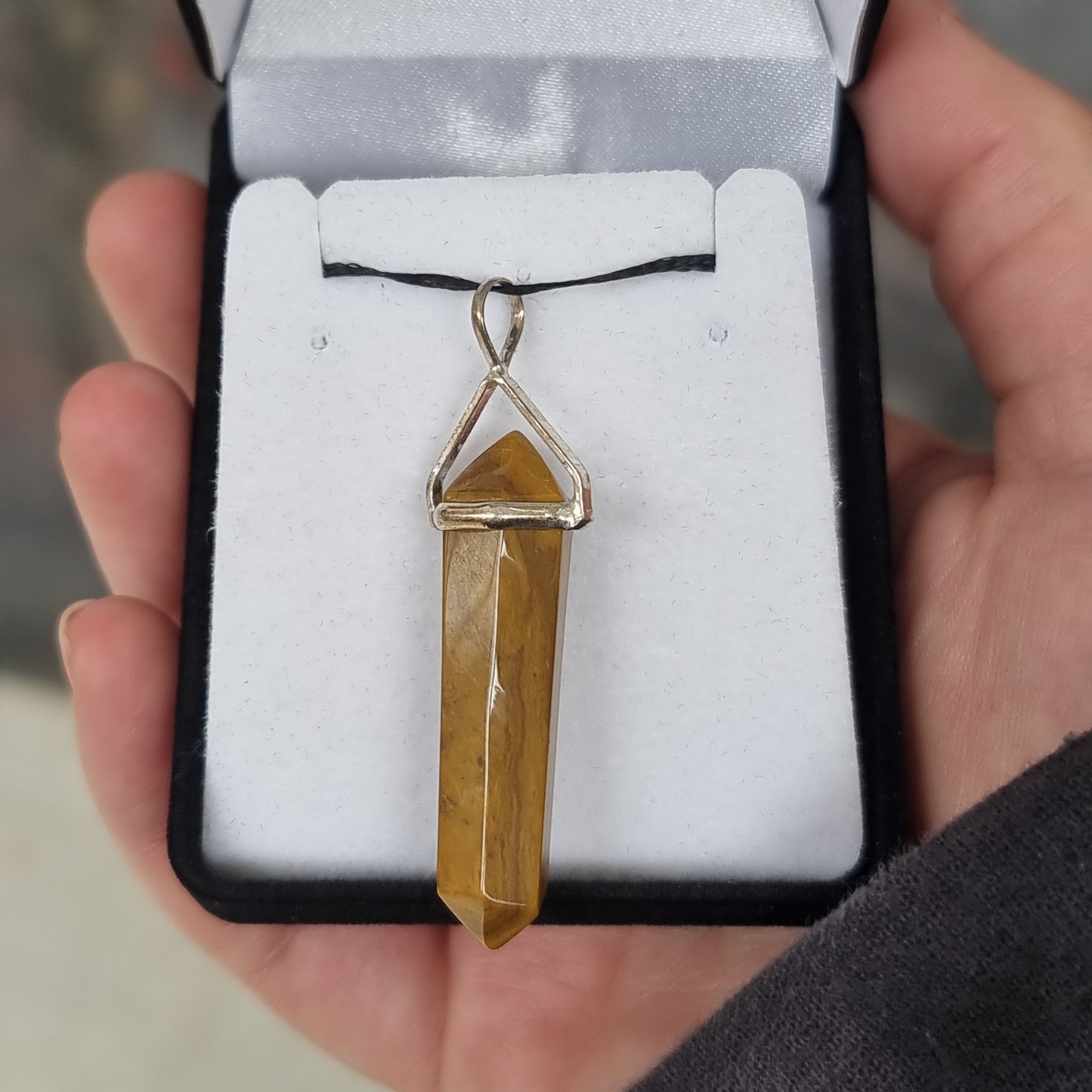 Yellow jasper silver point pendant - Rivendell Shop