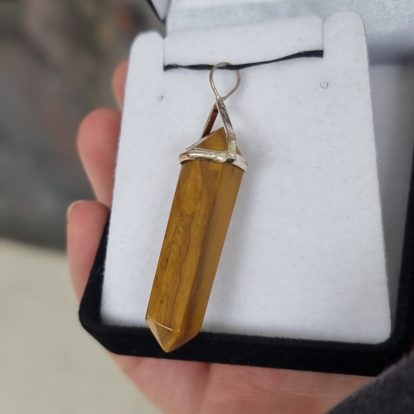 Yellow jasper silver point pendant - Rivendell Shop