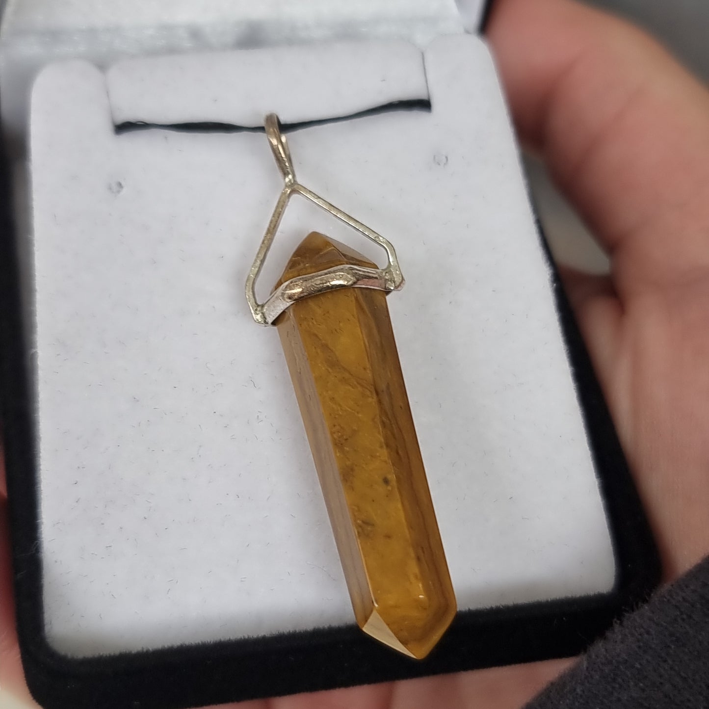 Yellow jasper silver point pendant - Rivendell Shop