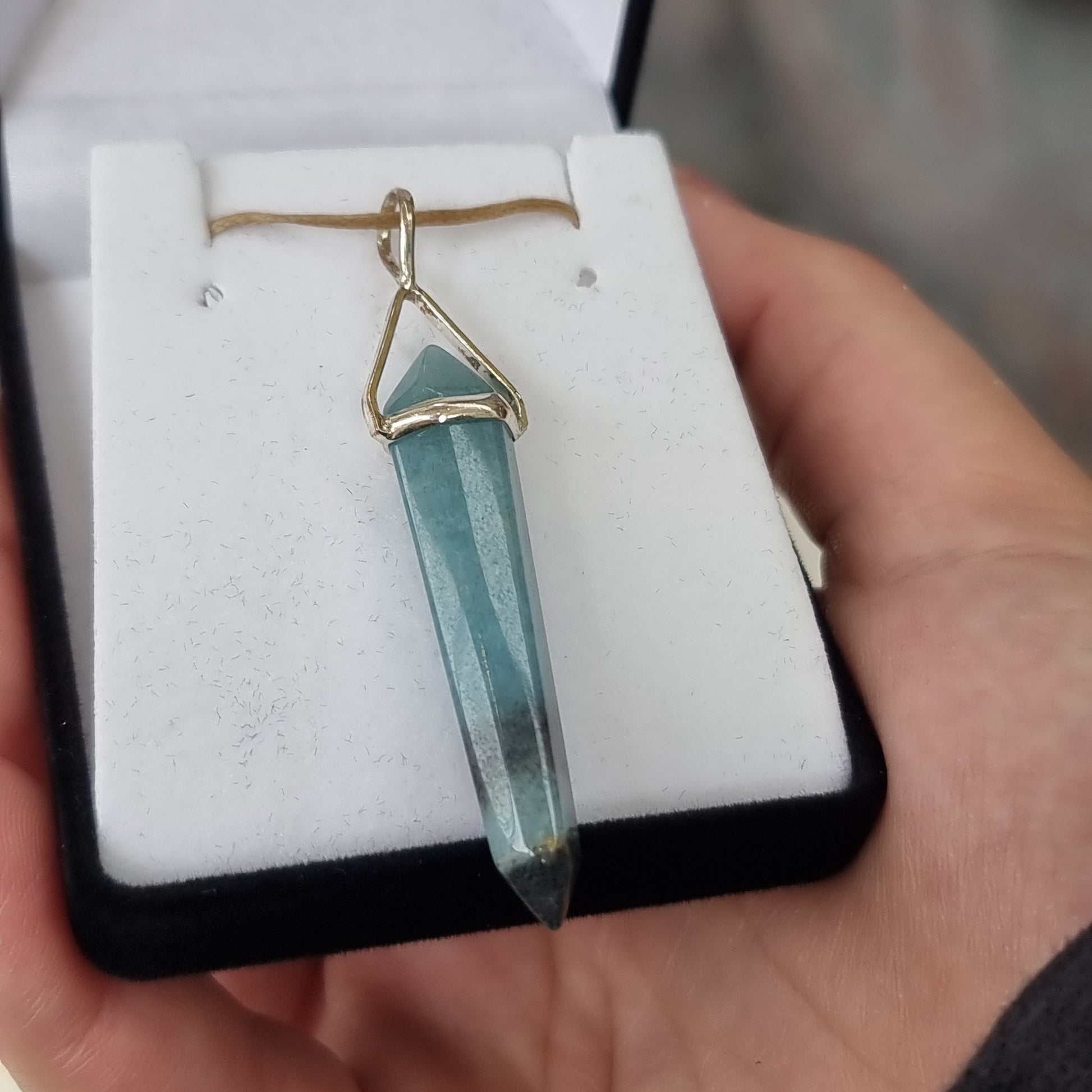 Blue quartz silver point pendant - Rivendell Shop