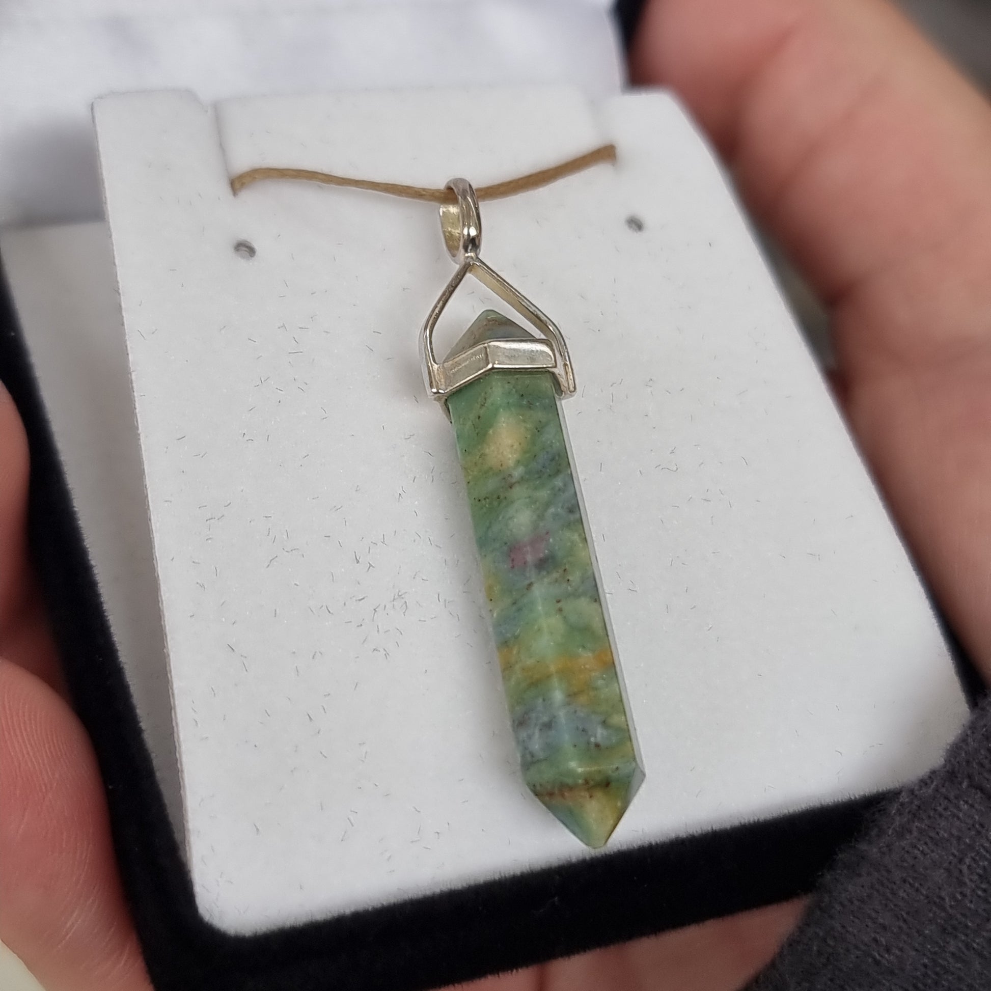 Ruby & zoisite silver point pendant - Rivendell Shop