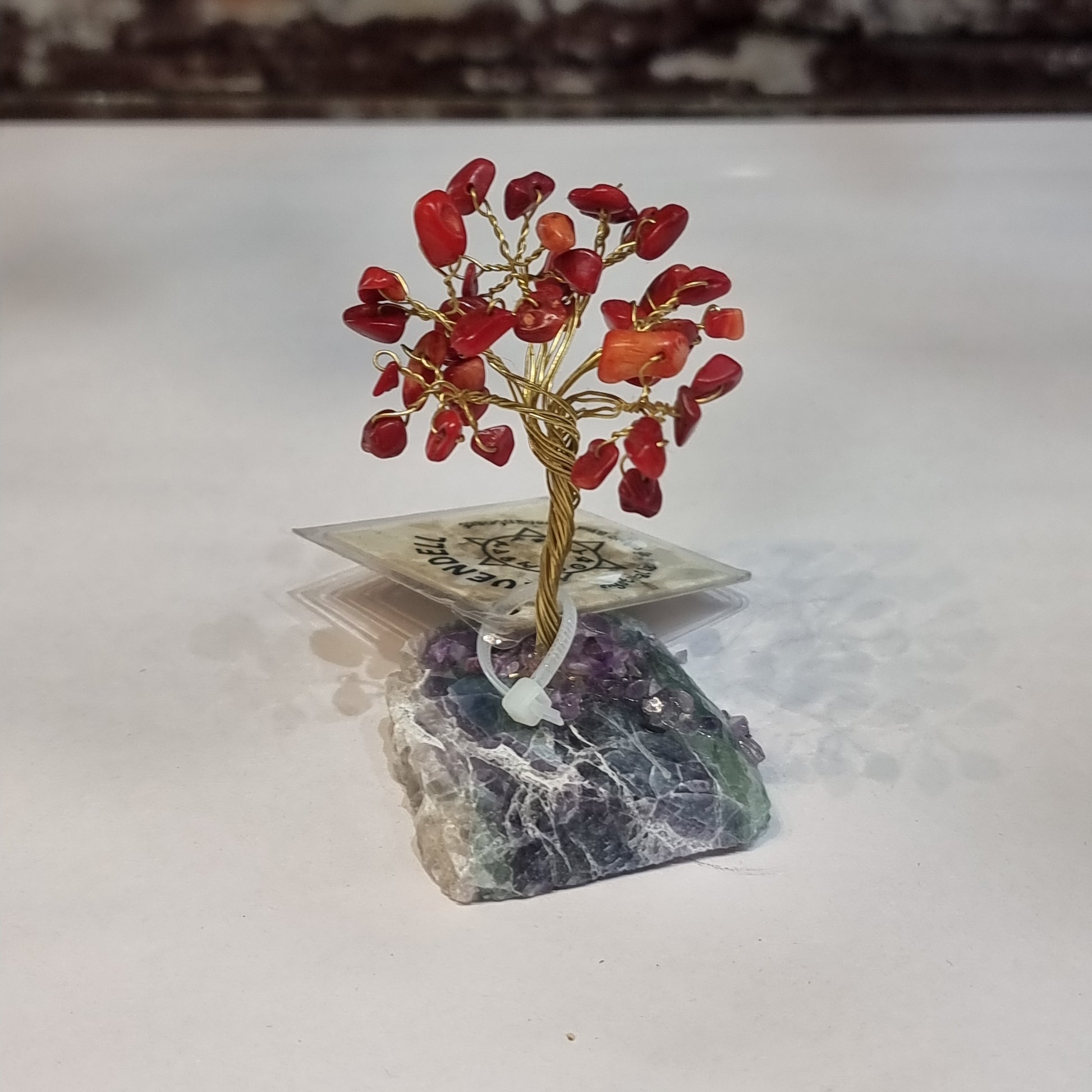 Small red coral tree fluorite base - Rivendell Shop