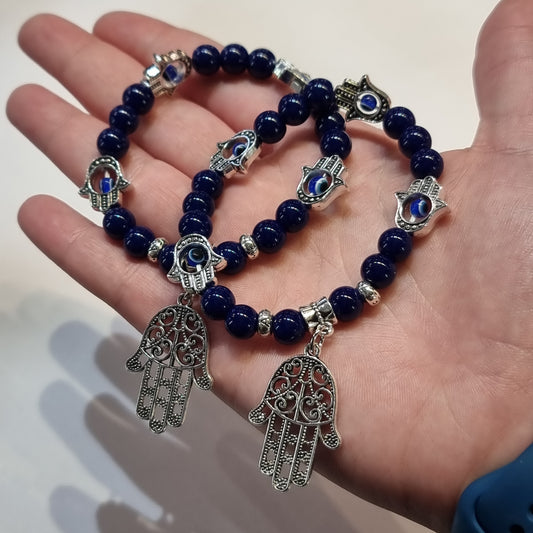 Evil eye bracelet - navy hamsa - Rivendell Shop