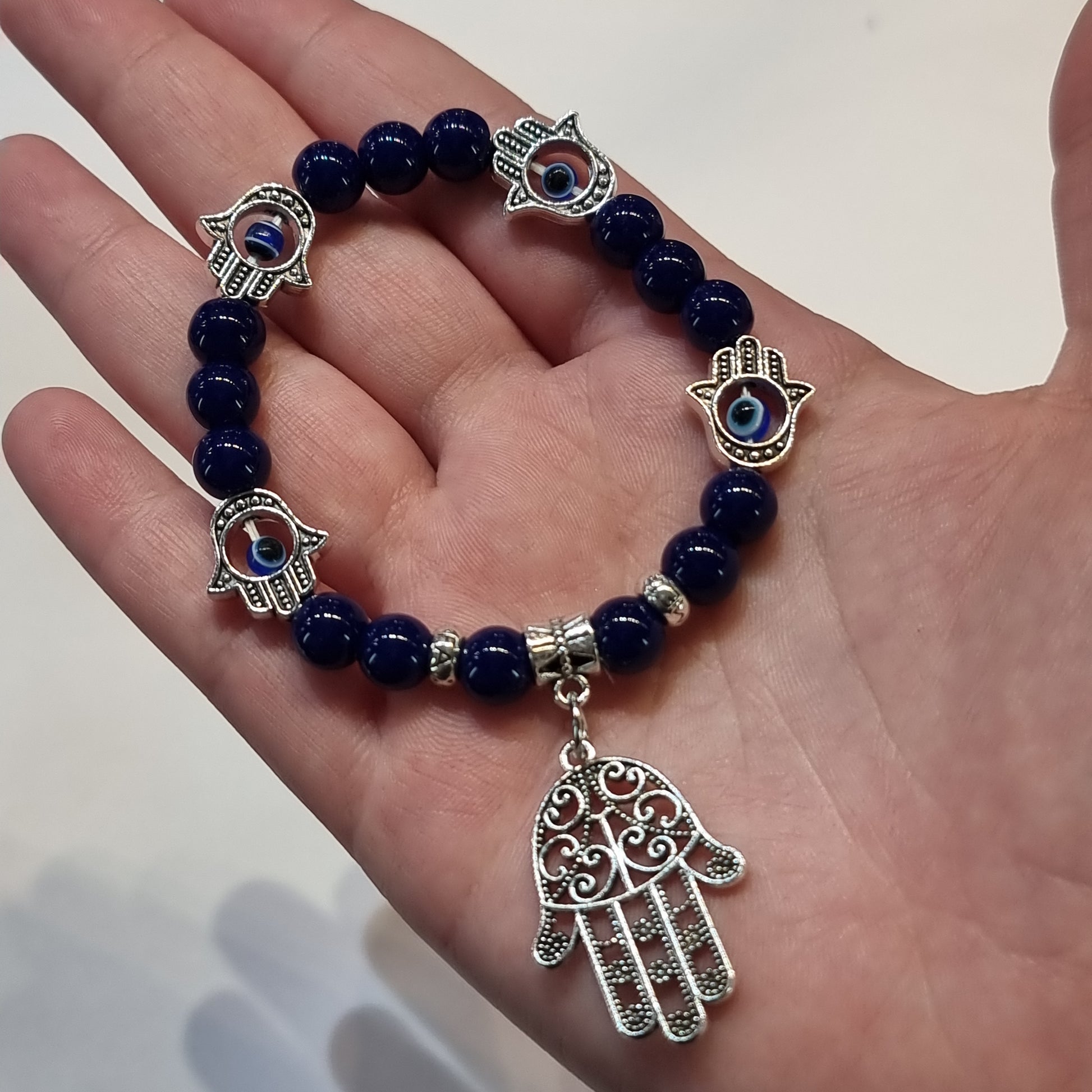 Evil eye bracelet - navy hamsa - Rivendell Shop