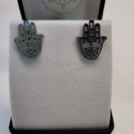 Evil Eye Hamsa Hand Ear Stud Rings - Rivendell Shop