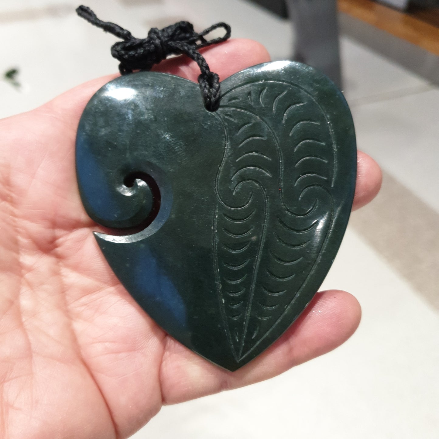 Greenstone Heart Pendant - Extra Large - Rivendell Shop